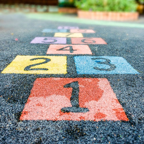 Hopscotch squares on a playground